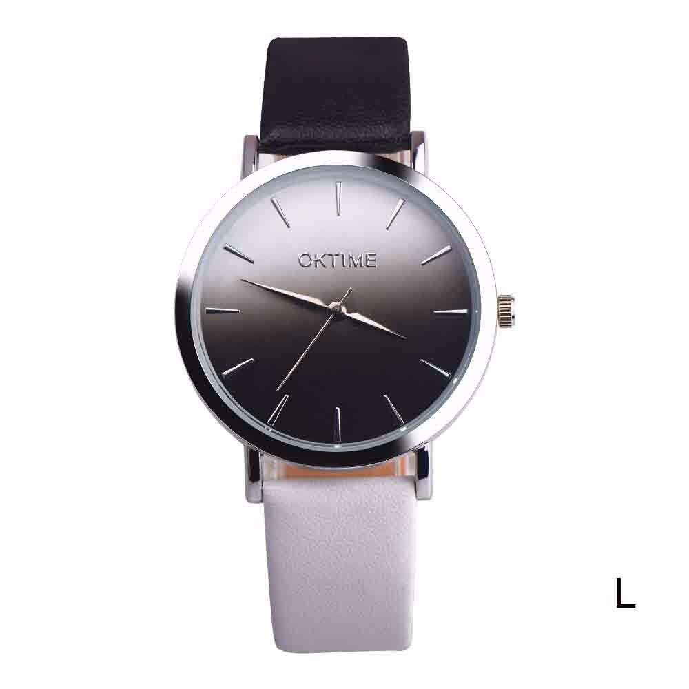 Qyshop Retro สายรุ้งออกแบบสายหนังนาฬิกาอนาล็อค QUARTZ นาฬิกาข้อมือ HPZ