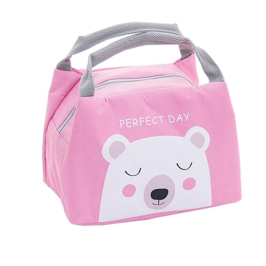 TOWAY-กระเป๋าถุงผ้าฉนวนกันความร้อน ถุงผ้าคุณภาพดี กันน้ำได้ ผลิตจากฟิลม์อลูมิเนียมคุณภาพพรีเมี่ยม รุ่น LC-F3C1 สี Pink หมี สี Pink หมี
