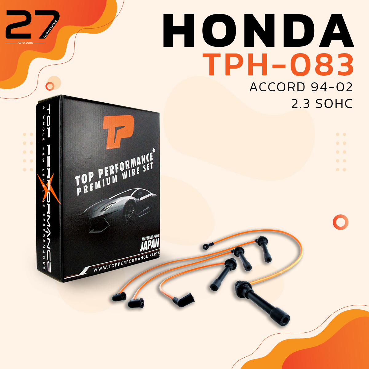 สายหัวเทียน HONDA ACCORD 2.3 94-02 SOHC รหัส TPH-083 TOP PERFORMANCE ของแท้100% MADE IN JAPAN