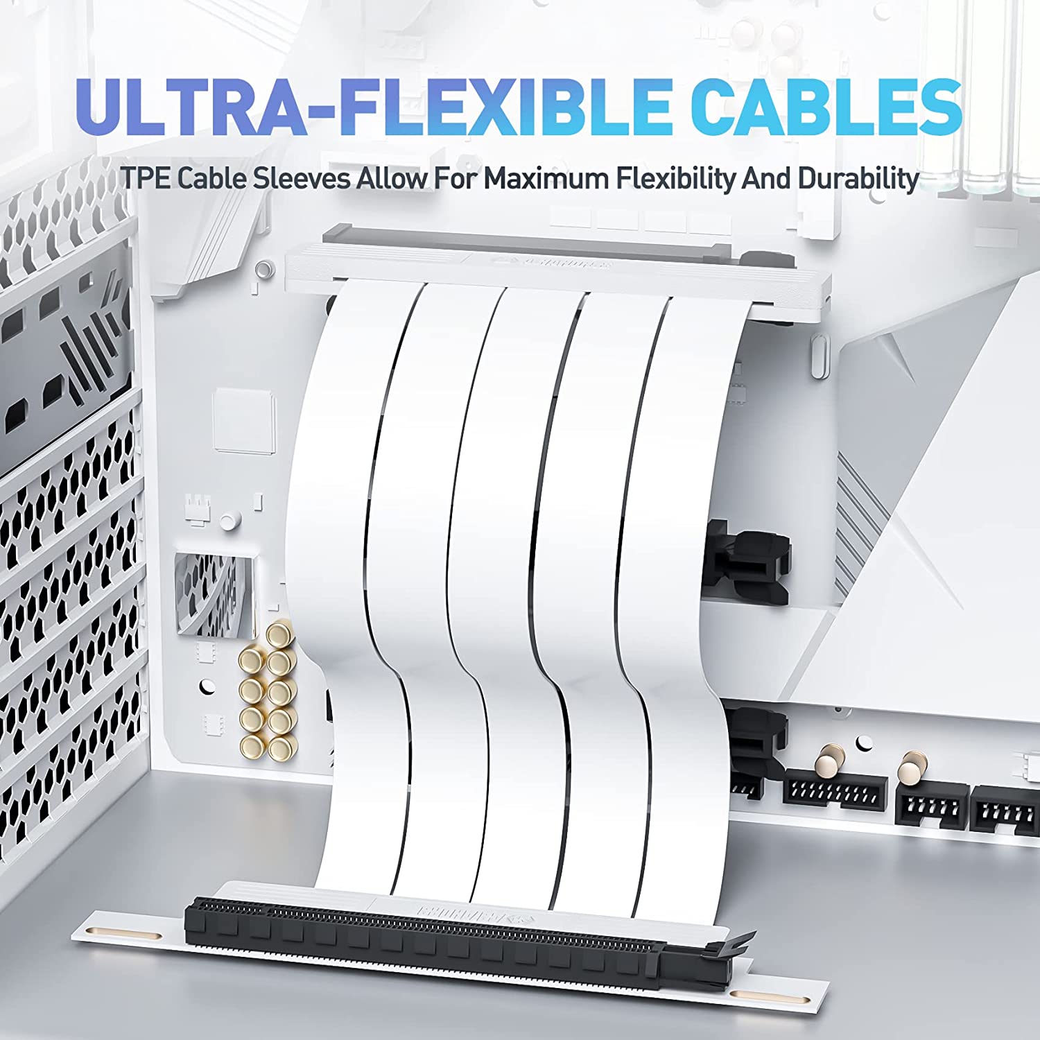AsiaHorse 90 Full-Speed GPU Riser Cable PCIE 4.0 X16 - 250mm White สาย ...