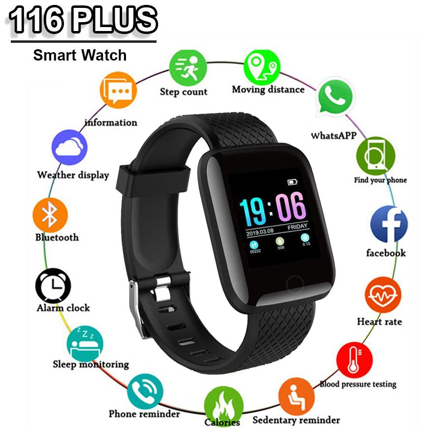 10Shop 116 PLUS smart watch นาฬิกาเพื่อสุขภาพ สมาร์ทวอร์ช หน้าจอสี วัดความดัน วัดหัวใจ นับก้าว กีฬา กันน้ำ IP67 ชาร์จกับ USB รองรับทั้ง Android และ iOS 1.3 นิ้ว D13 Smart Band Smart Bracelet
