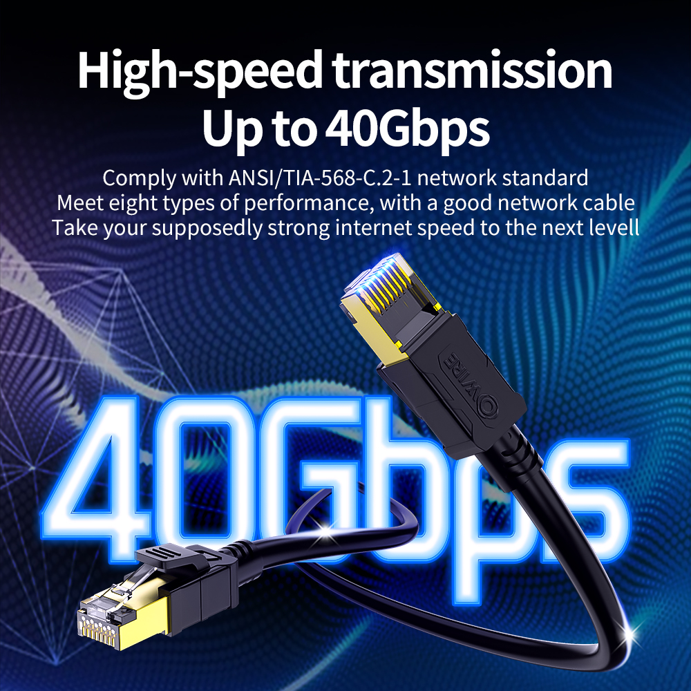 OWIRE ETHERNET CABLE CAT8 40GBPS 2000MHZ Super Speed RJ45 Network Cable 