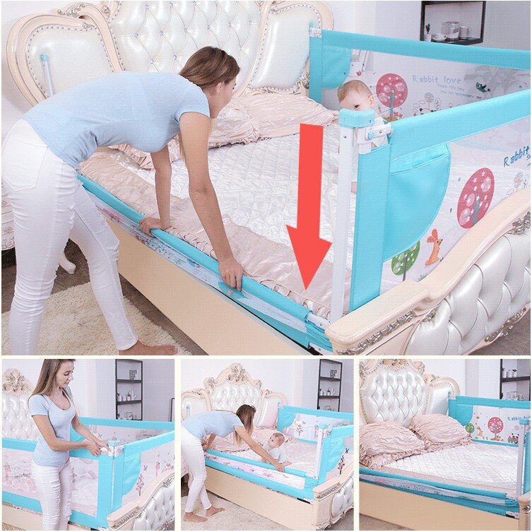 ที่กั้นเตียง กันเด็กตกเตียง ที่กันเตียงนอน Baby Bed Protection ปรับขึ้น-ลงแนวดิ่ง ติดตั้งง่าย แข็งแรงทนทาน 5 ฟุต, 6 ฟุต