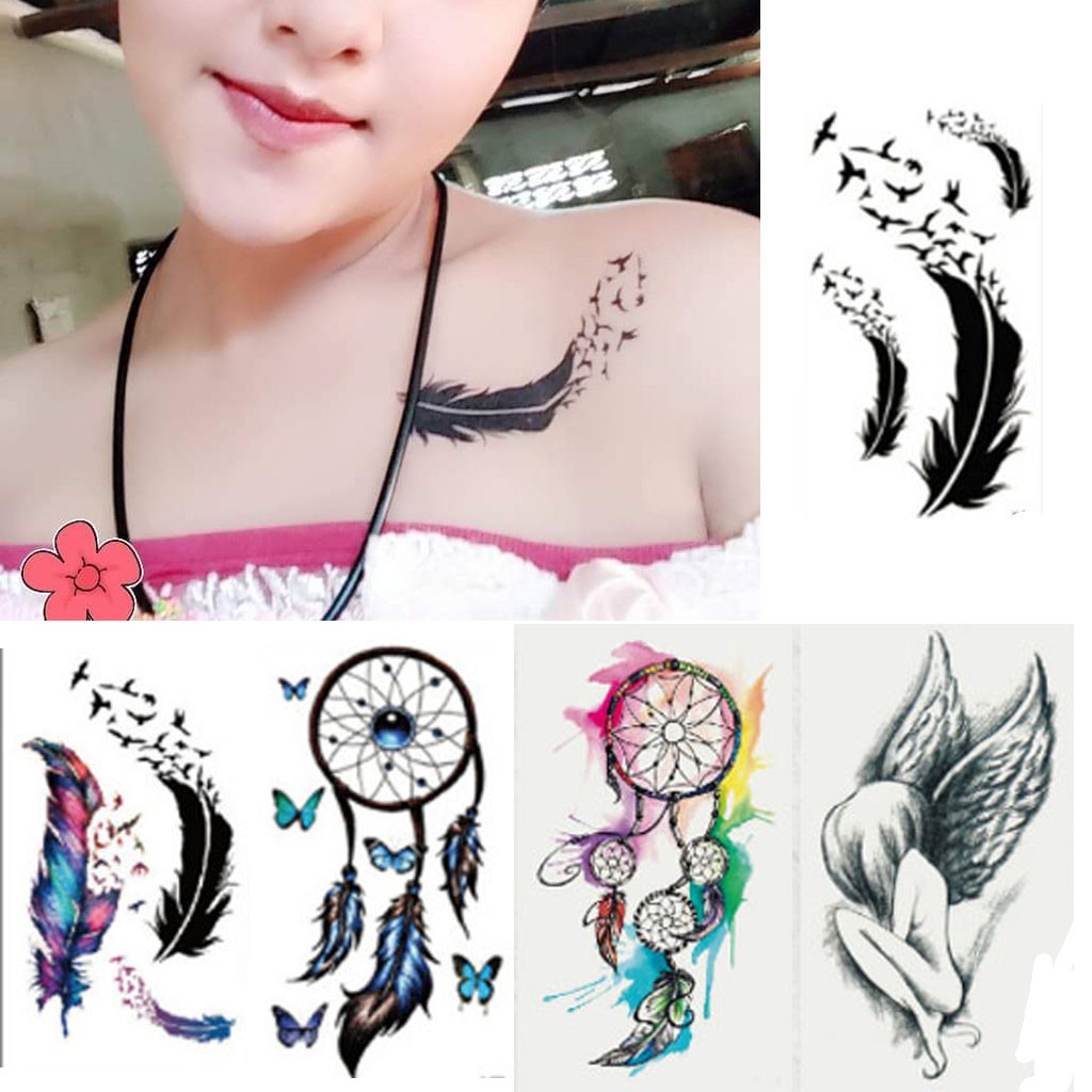 สวยๆโดนใจ แทททู แทททูกันน้ำ Tattoo รอยสัก สติกเกอร์ลายสัก แทททูมินิมอล ขนนก  - Dokkoon3 - Thaipick