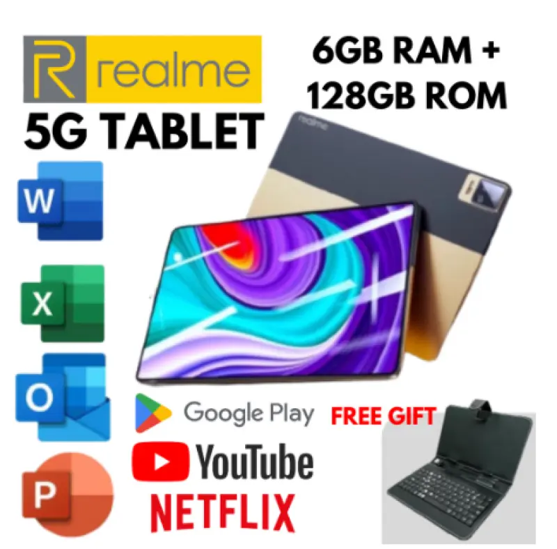 ภาพสินค้าRealme Tablet PC - แท็บเล็ต 10.8 Inch Android 11/12+512GB / 2 ซิม / 4G/5G  แท็บเล็ต,realme จากร้าน CHEAP_HOME63 บน Lazada ภาพที่ 1