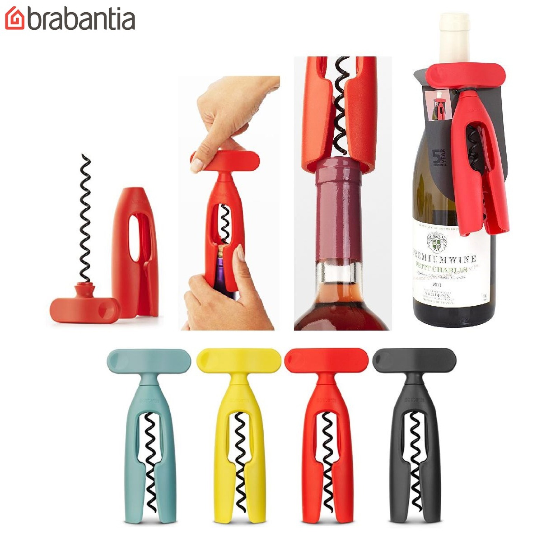 ที่เปิดจุกขวดไวน์ ที่เปิดขวดไวน์ Brabantia Tasty Colours Corkscrews, Wine Opener Yellow By