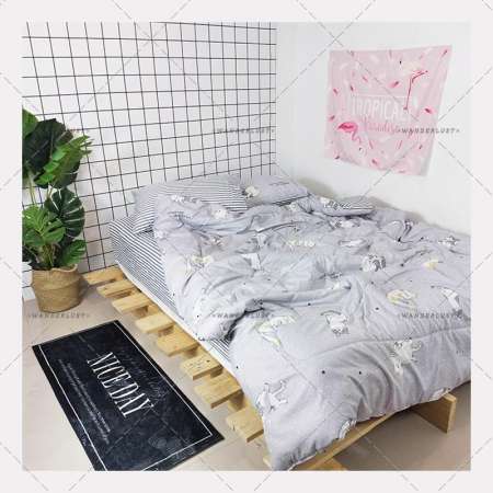 6 in 1 ชุดผ้าปูที่นอน ขนาด 5 ฟุต พร้อมนวม  ลาย CAT เกรดพรีเมี่ยม ผ้าคอตต้อน ให้สัมผัสนุ่ม Soft สบายผิว by Wanderlust