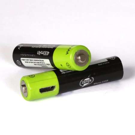 Battery AAA(3A ก้อนเล็ก) จำนวน 2 ก้อน ชาร์จผ่าน สายไมโคร USB ขนาด 400 mAh 1.5V พร้อมสายชาร์จx4 Micro USB ใช้ได้กับอุปกรณ์ทุกชนิด เช่น รีโมท ของเล่น นาฬิกา ไฟฉาย เป็นต้น ชาร์จซ้ำได้ 3000 ครั้ง