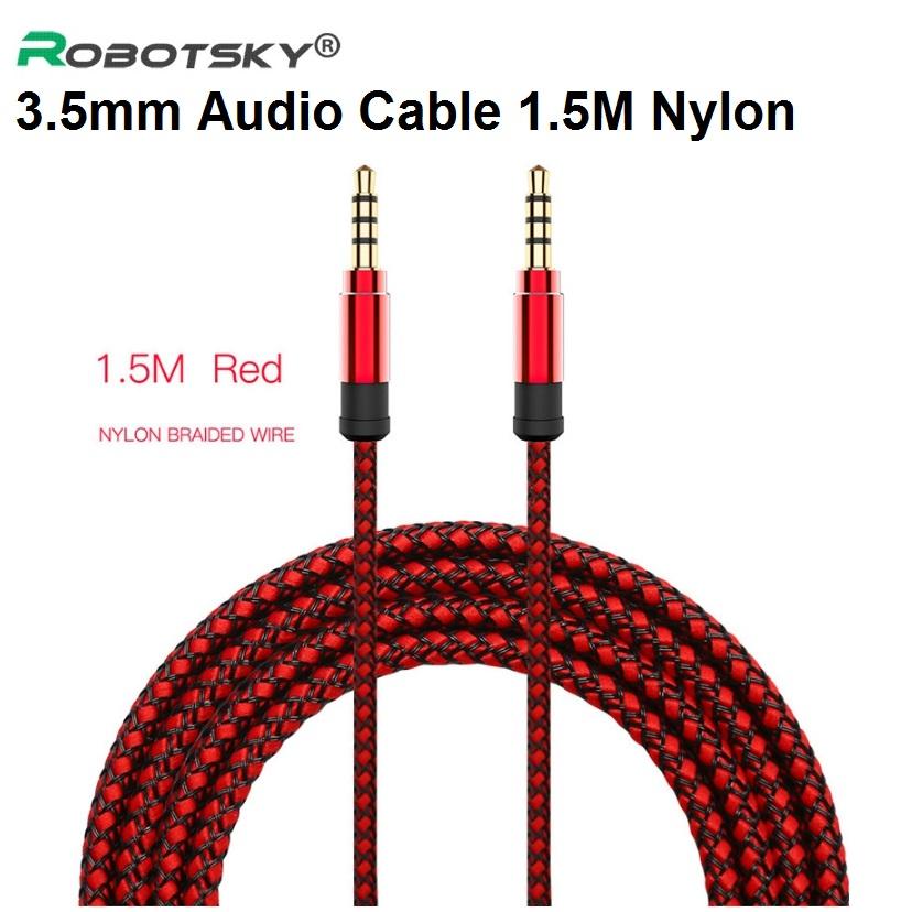 Robotsky Jack 3.5mm Audio Cable Nylon Braid 3.5mm Car AUX Cable 1.5M Headphone Extension Code for Phone MP3 Car Headset Speaker