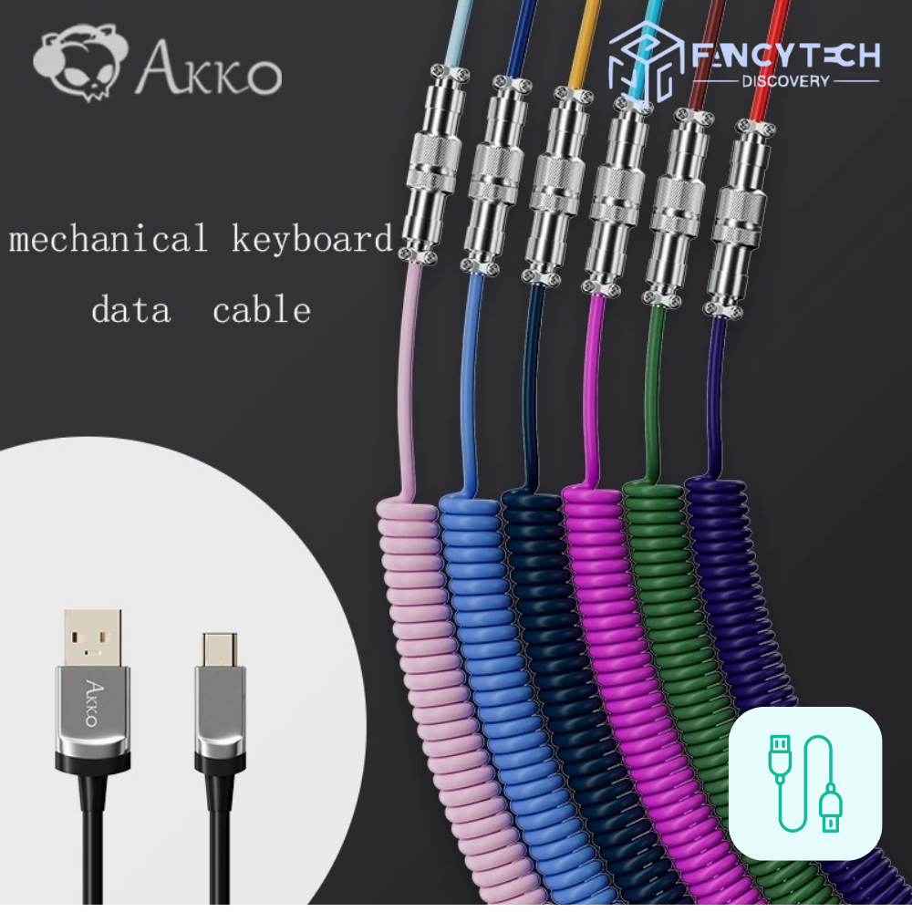 Akko คีย์บอร์ด gaming Mechanical Keyboard Data Cable Type-C USB Extension metal Interface Plug Spring Spiral Cable