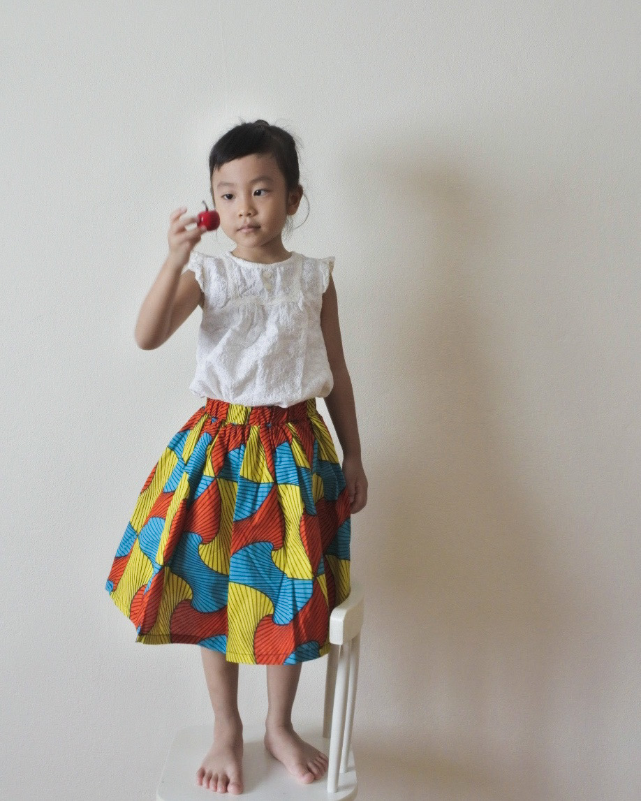 MERMEO |【SK-42】M(90-100)   African batik kids skirt | กระโปรงเด็กผ้าแอฟริกันบาติก