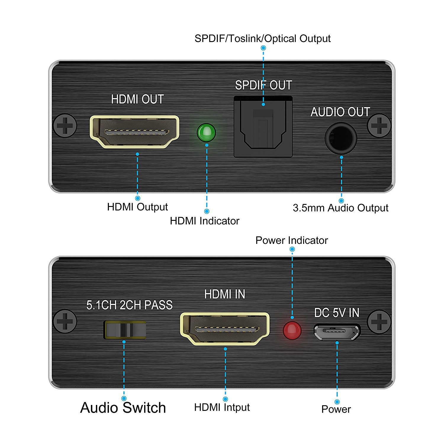 Hdmi audio extractor HDMI to HDMI and Optical TOSLINK SPDIF 3.5mm ...
