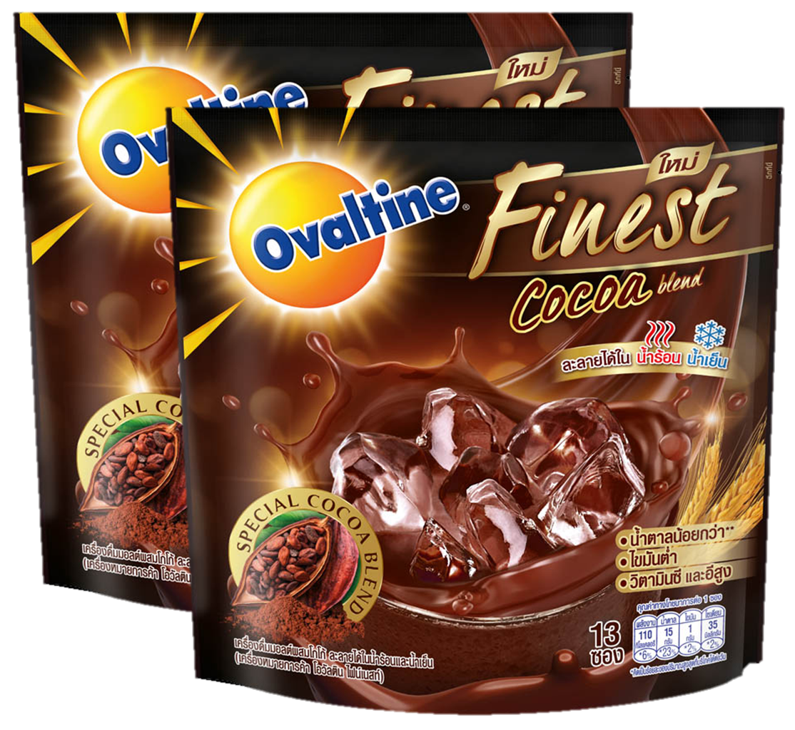 OVALTINE Finest Cocoa Blend โอวัลติน ไฟน์เนสท์ โกโก้ เบลนด์ เครื่องดื่มมอลต์ผสมโกโก้ 29g x 13ซอง (2แพค)