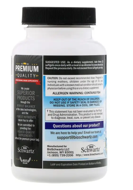 ภาพสินค้าโอเมก้า3 น้ำมันปลา, Fish Oil Omega3, BioSchwartz, Omega 3 Fish Oil, 1200 mg EPA & 900 mg DHA, 90 Softgels, โอเมก้า 3 จากปลาทะเะล จากร้าน 365DDPRODUCT บน Lazada ภาพที่ 3