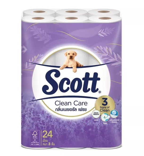 Scott Clean Care Natural Fresh Toilet Tissue Super Jumbo สก๊อตต์ คลีน แคร์ กลิ่นเนเชอรัล เฟรช กระดาษชำระ ชนิดม้วน (24 ม้วน)