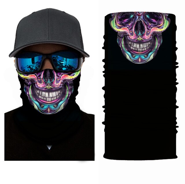 3D Joker Skull Motorcycle Tube Bandana Motor Bike Headwear Scarf Cycling Neck Headband Face Shield Helmet Bandana Motera Cap