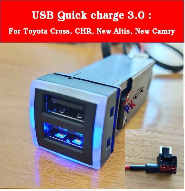 USB Quick charge for Toyota (Corrola Cross, New Altis 2019, New Camry 2019, CHR)