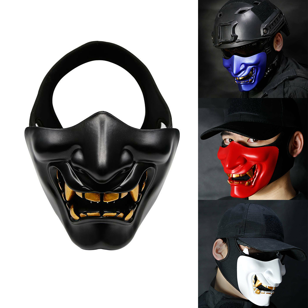 Cosplay Costume Prajna Hannya Oni Hunting Shooting Kabuki Samurai Tactical Mask Evil Demon Grimace Half Face