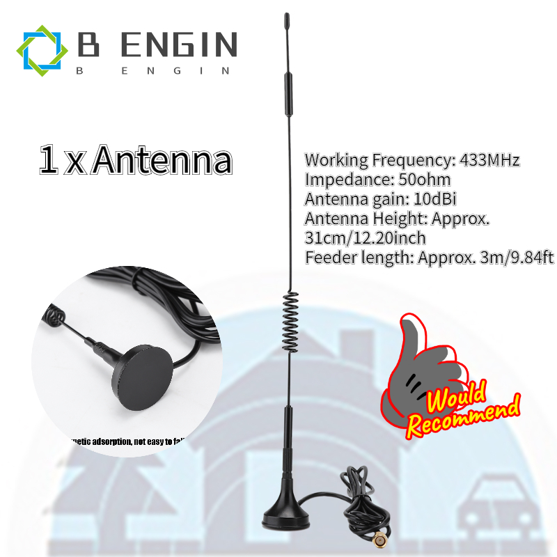 【มีของพร้อมส่ง】COD 433MHz 10dBi High Gain 31cm Antenna Wireless Module Magnetic Suction Antenna SMA Male