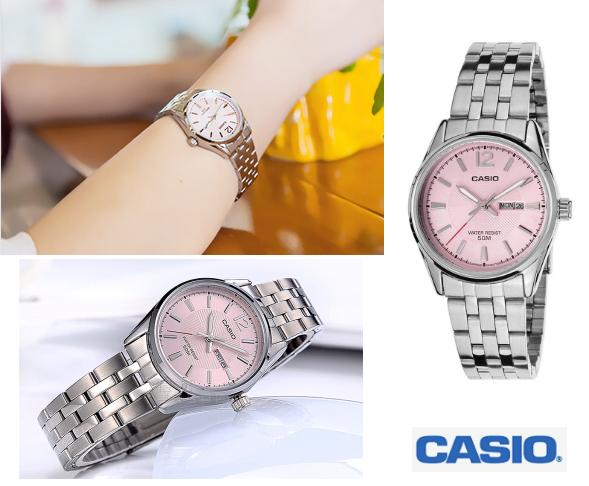 นาฬิกา Casio รุ่น LTP-1335D-5AVDF นาฬิกาข้อมือผู้หญิง สายแสตนเลสสีเงิน หน้าปัดสีชมพูสุดหวาน - มั่นใจ ของแท้ 100% รับประกันสินค้า 1 ปีเต็ม (มีเก็บเงินปลายทาง)