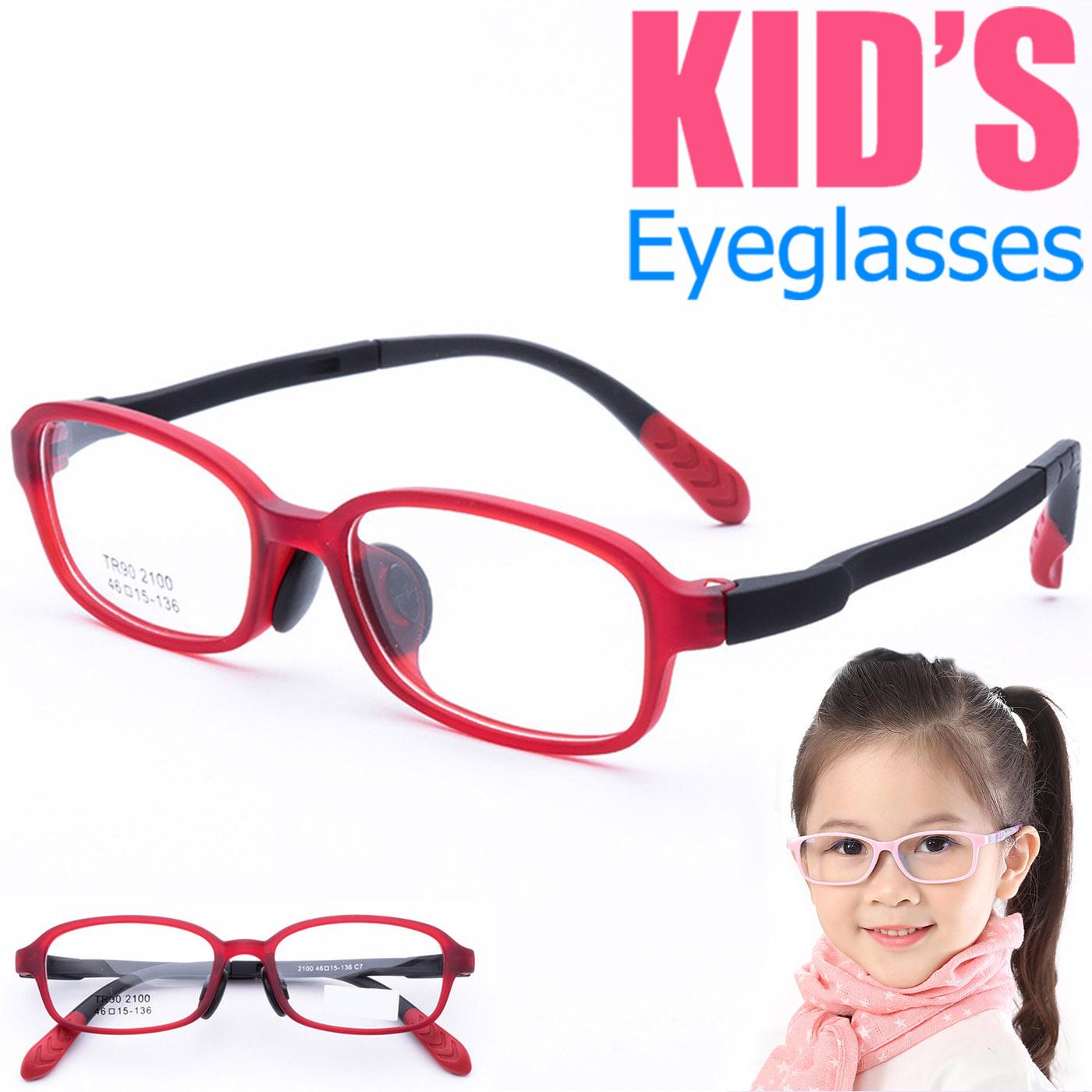 แว่นตาเกาหลีเด็ก Fashion Korea Children แว่นตาเด็ก รุ่น 2100 C-7 สีแดง กรอบแว่นตาเด็ก Square ทรงสี่เหลี่ยม Eyeglass baby frame ( สำหรับตัดเลนส์ ) วัสดุ TR-90 เบาและยืดหยุนได้สูง ขาข้อต่อ Kid eyewear Glasses