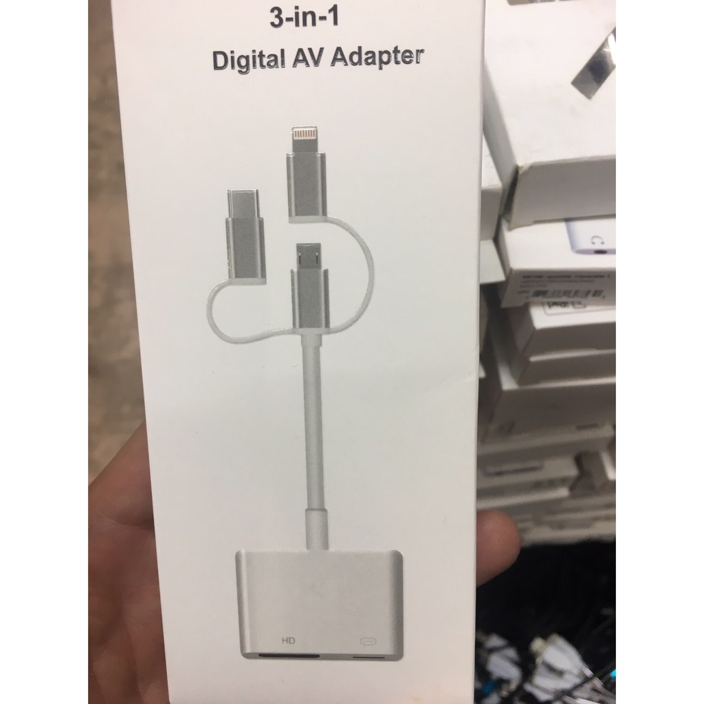 3 in 1 HDMI USB Cable for iPhone Lightning Android Micro USB Type C to