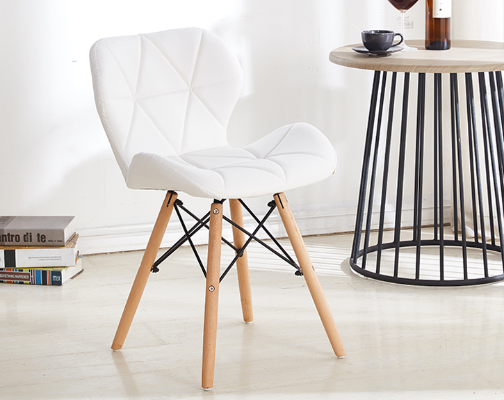 Chair เก้าอี้สไตล์โมเดิร์น เบาะหุ้มสีขาว ขาไม้สีบีช 43x37x73.5cm ST0716-9