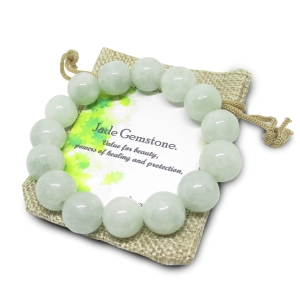 สินค้า A Grade 14 mm. Natural Burma Beaded Jade Bracelet Fine Jade Jewelry Bracelets Lucky Love Career Ss Healthy Stone For Woman Men Idea Gifts