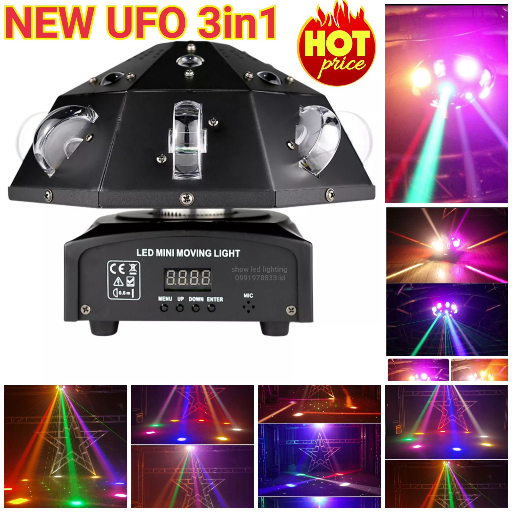 ไฟดิสโก้ NEW UFO 3IN1 dicsco laser light PARTY LIGHT ไฟดิสโก้ ไฟดิสโก้เทค ไฟ Laser light ไฟเทค ปาร์ต