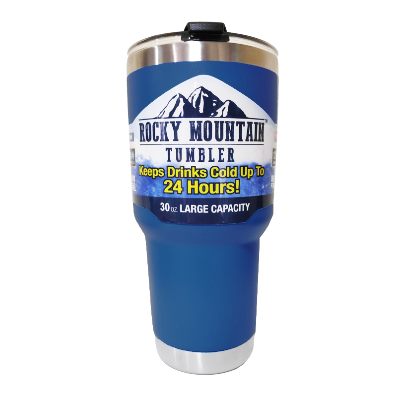 Rocky Mountain แก้วเก็บความเย็น ของแท้ ปลอดสารพิษ เก็บความเย็นได้นาน 24 ชั่วโมง ขนาด 30 ออนซ์ (พร้อมฝา) รับประกันคุณภาพ สี น้ำเงินผิวด้าน