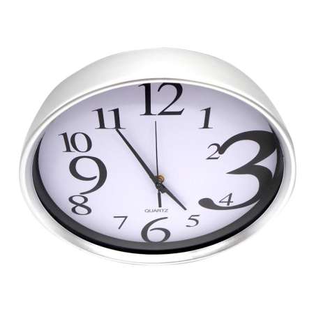 นาฬิกาสำนักงาน นาฬิกาบ้าน นาฬิกาแขวนผนัง ขนาด12 นิ้ว [เงิน พื้นขาว เลขใหญ่]