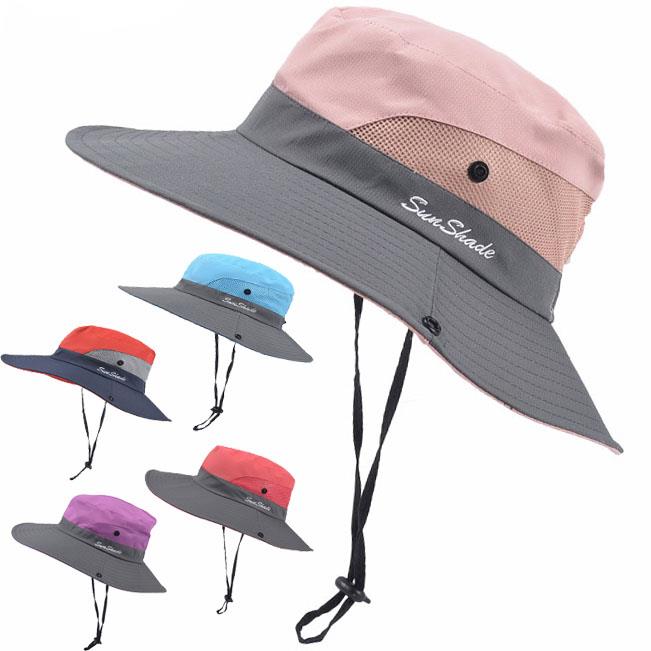 Sun Hats For Women PFFY Sun Bucket Hat With UPF 50 Protection - Foldable Wide Brim Fishing Hat With Chin Strap UPF 50 Sun Protection Bucket Hat Adjustable Chin Strap