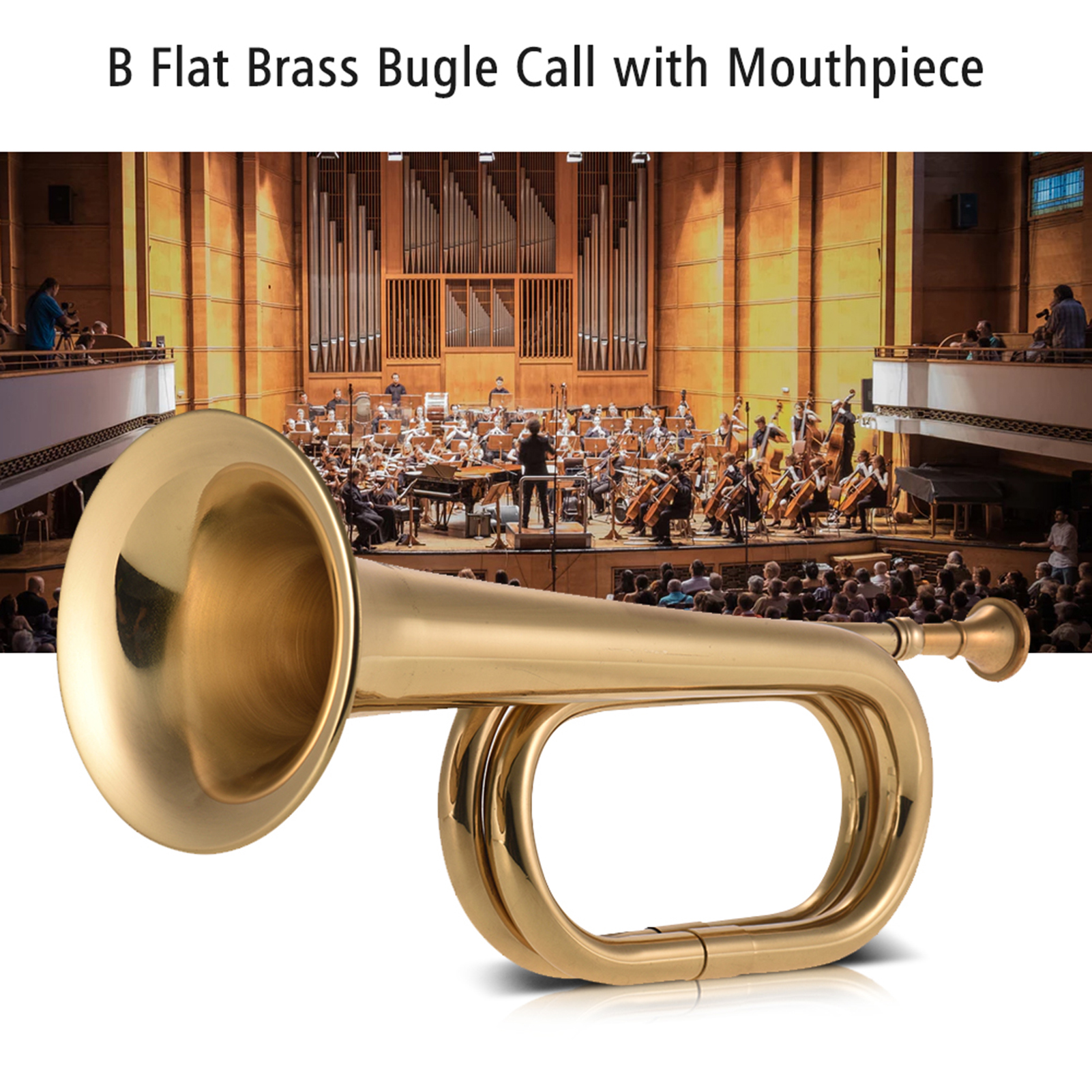Real Full Size Pure Brass Bugle To Play Brown for School Band Cavalry Miltary Orchestra 