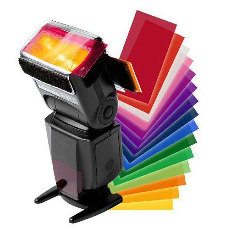 12 Colors/Set Flash Speedlite Color Filters Cards for Canon/ Nikon Camera Photographic Gels Filter Flash Speedlight