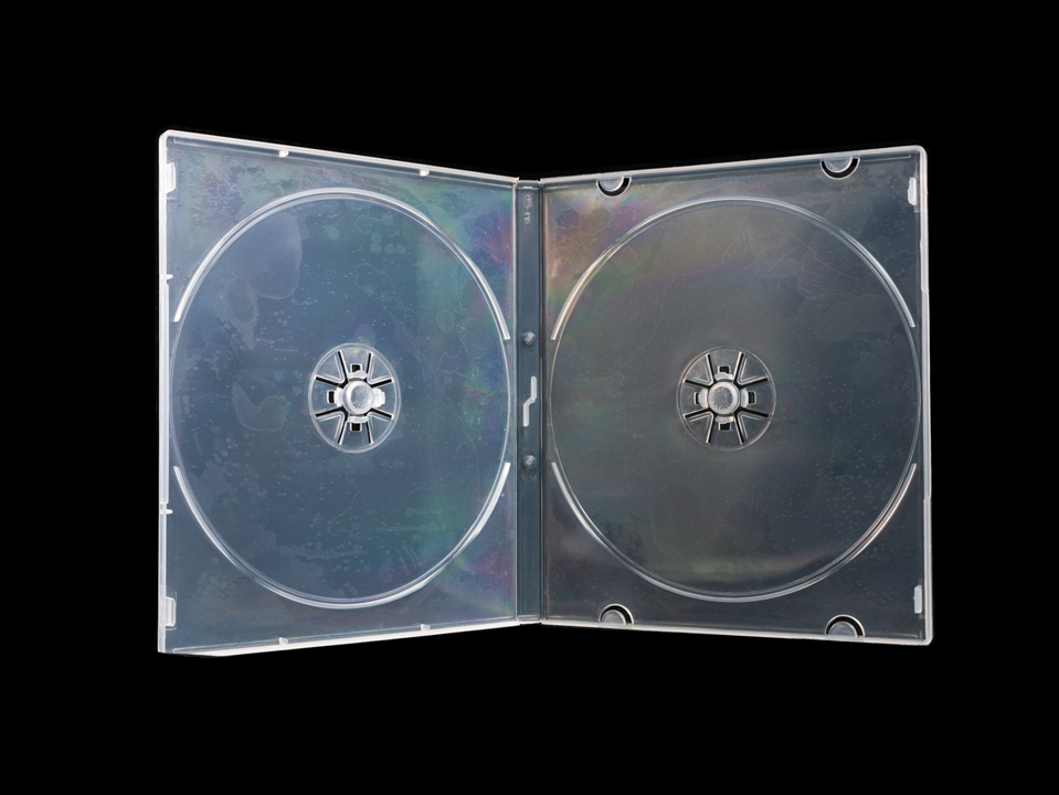 620009/กล่องใส่ CD แนวตั้ง สีขาวใส ชนิด PP บรรจุ 2 แผ่น  (แพ็ค 25 กล่อง)