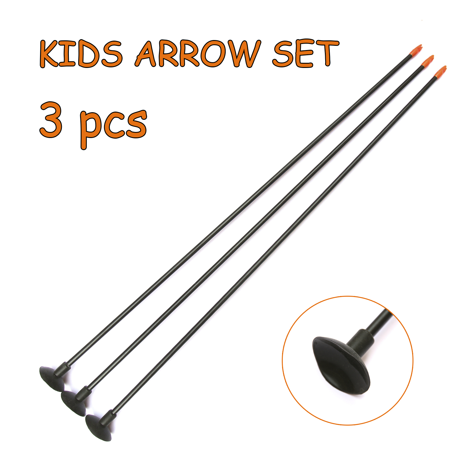 3 Pcs Fiberglass  Arrows set for Juniors bow , 27 Inches Diameter 6.9 With Rubber Arrow heads
