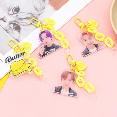 KPOP Bangtan Boys New Album Butter Three piece Set Of The Same Chain Keychain Beaded Key Ring Pendant Surrounding