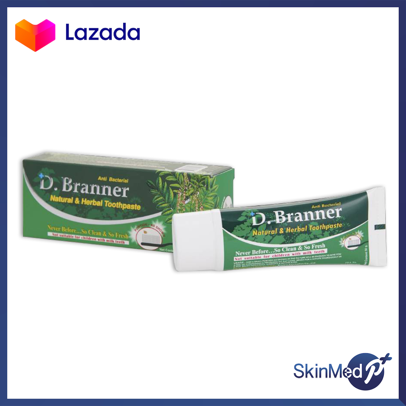 D Branner ยาสีฟันสมุนไพรจากธรรมชาติ ดี แบรนเนอร์ ขนาด 50 กรัม ลดกลิ่นปาก เสียวฟัน ชา กาแฟ หินปูน 1 หลอด
