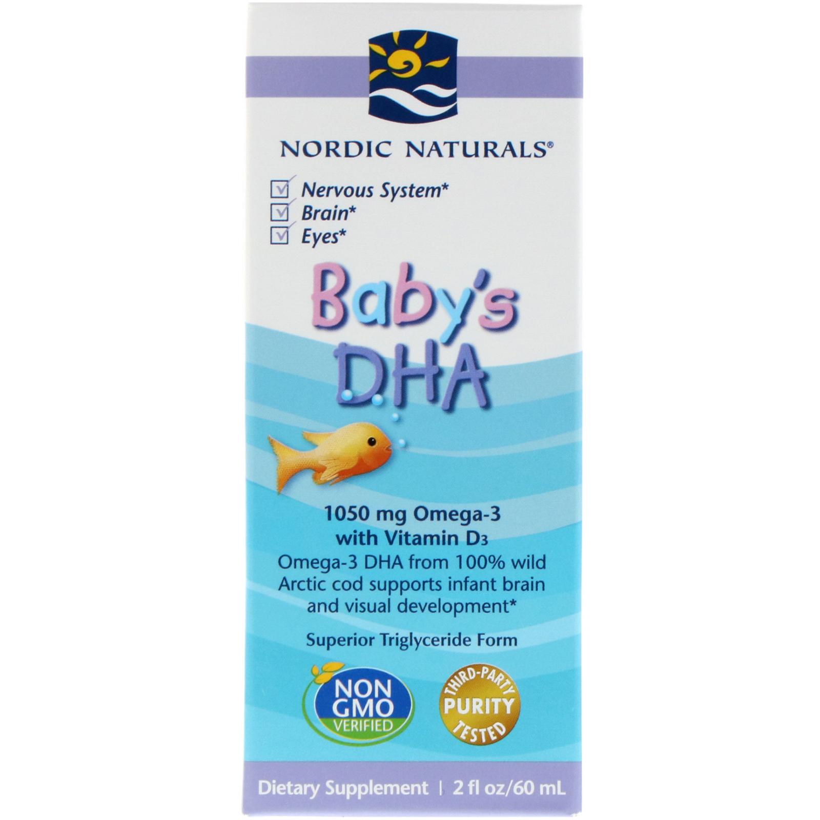 ซื้อที่ไหน Nordic Naturals, Baby's DHA, with Vitamin D3, 2 fl oz (60 ml)
