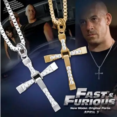 สร้อยคอ ไม้กางเขน Punk Cross Man Pendant & Necklaces Stainless Steel The Fast and The Furious Men Chain Necklace Christian Jewelry Male Gift