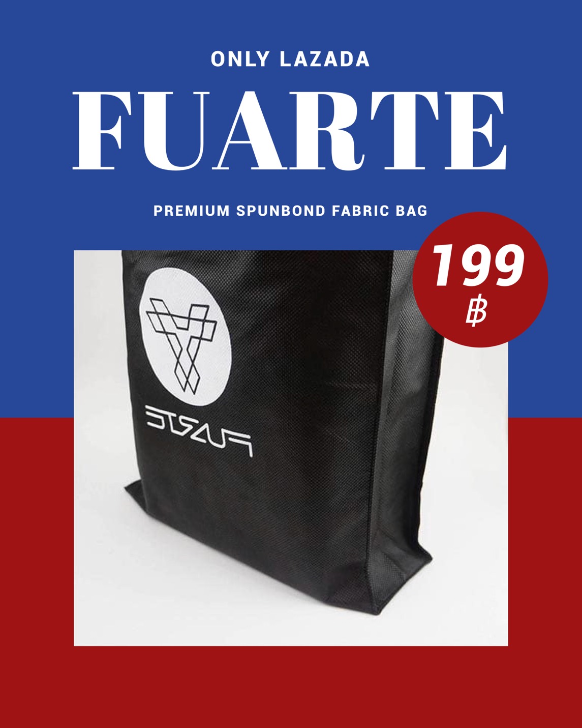 กระเป๋าผ้า ถุงผ้า Canvas Tote bag กระเป๋าถือ กระเป๋าสะพาย FUARTE - รุ่น Sigh of Power (สีดำ)