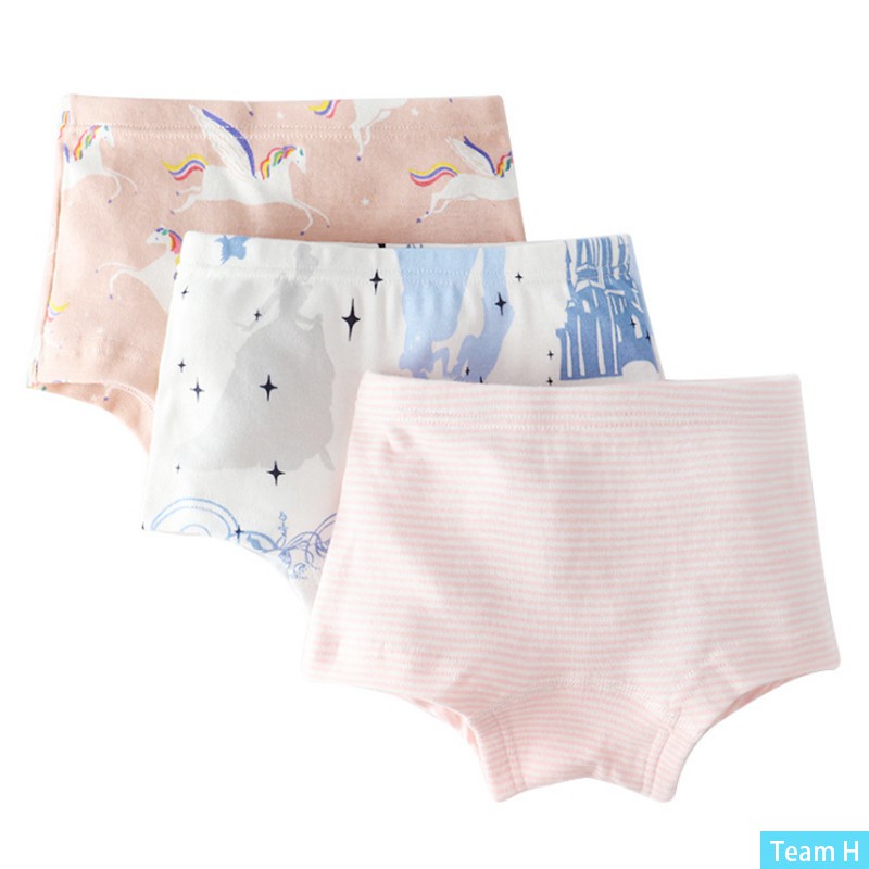 SheeCute 3Pc/Lot Baby Girls Underwear ComfortSoft Waistband Boxer Briefs  Cotton Panties Color: Team C, Kid Size: 150(11-12T)