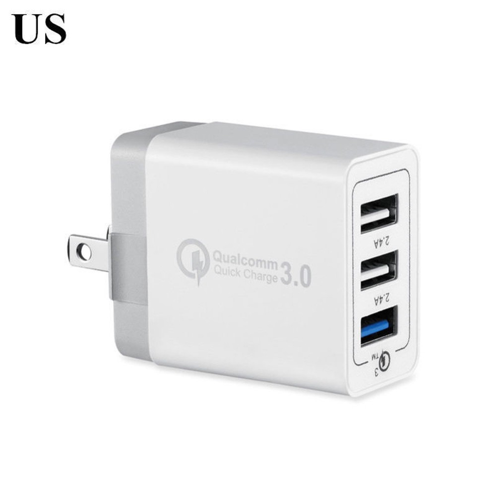 Hot 30W EU US UK Plug QC 3.0 USB Wall Charger 3 Port Fast Quick Charge