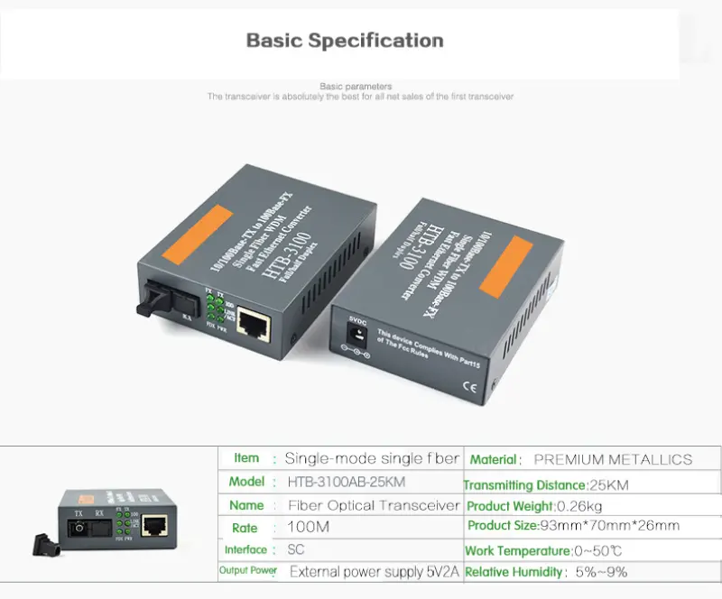 ภาพสินค้าส่งไว จาก กทม (รับประกัน 1 ปี)NetLINK Gigabit Media Converter HTB-GS-03 (A/B) Fiber Optic 20KM Single-mode Single-fiber WDM RJ45 (2 ตัว A และ B) media converter fiber 1000 จากร้าน SuMuqiu บน Lazada ภาพที่ 10