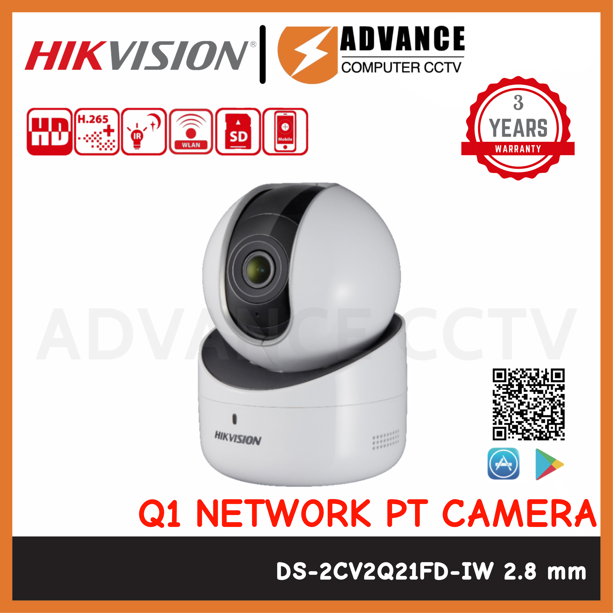 Hikvision Wifi IP Camera Q1 รุ่น DS-2CV2Q21FD-IW 2MP Lens 2.8mm ...