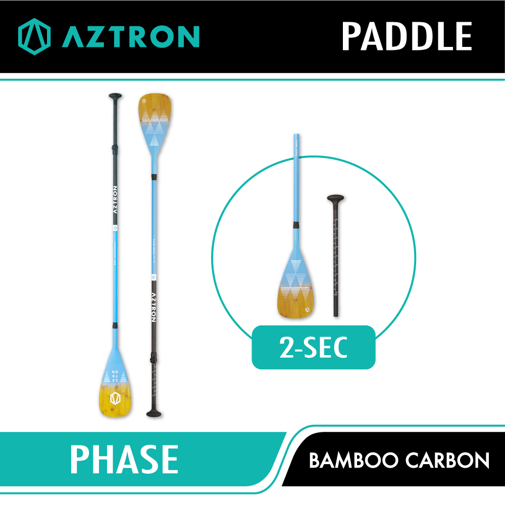 AZTRON PATDLE PHASE BAMBOO CARBON 2 Section ไม้พายสำหรับบอร์ดยืนพาย หรือ เรือยาง isup stand up paddle board