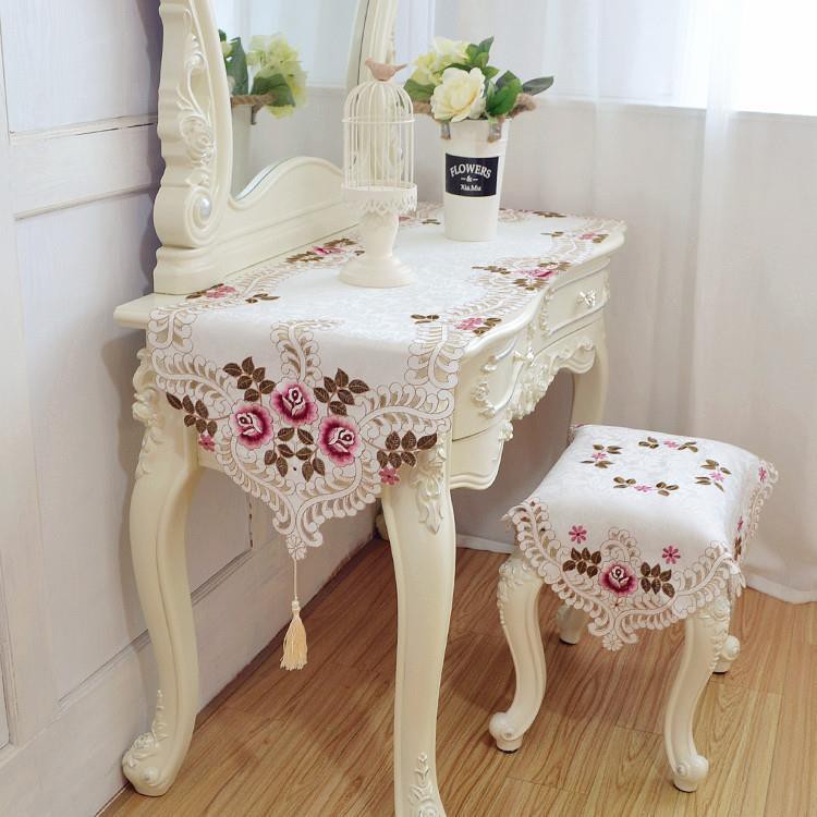 Dressing table cloth dustproof cover towel fabric bedroom dressing table clothสไตล์ยุโรปโต๊ะ