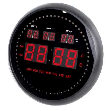 Telecorsa นาฬิกาดิจิตอล LED 10 นิ้ว ทรงกลม มีไฟแสดงบอกเวลา รุ่น RoundDigitalRed-02e-Song