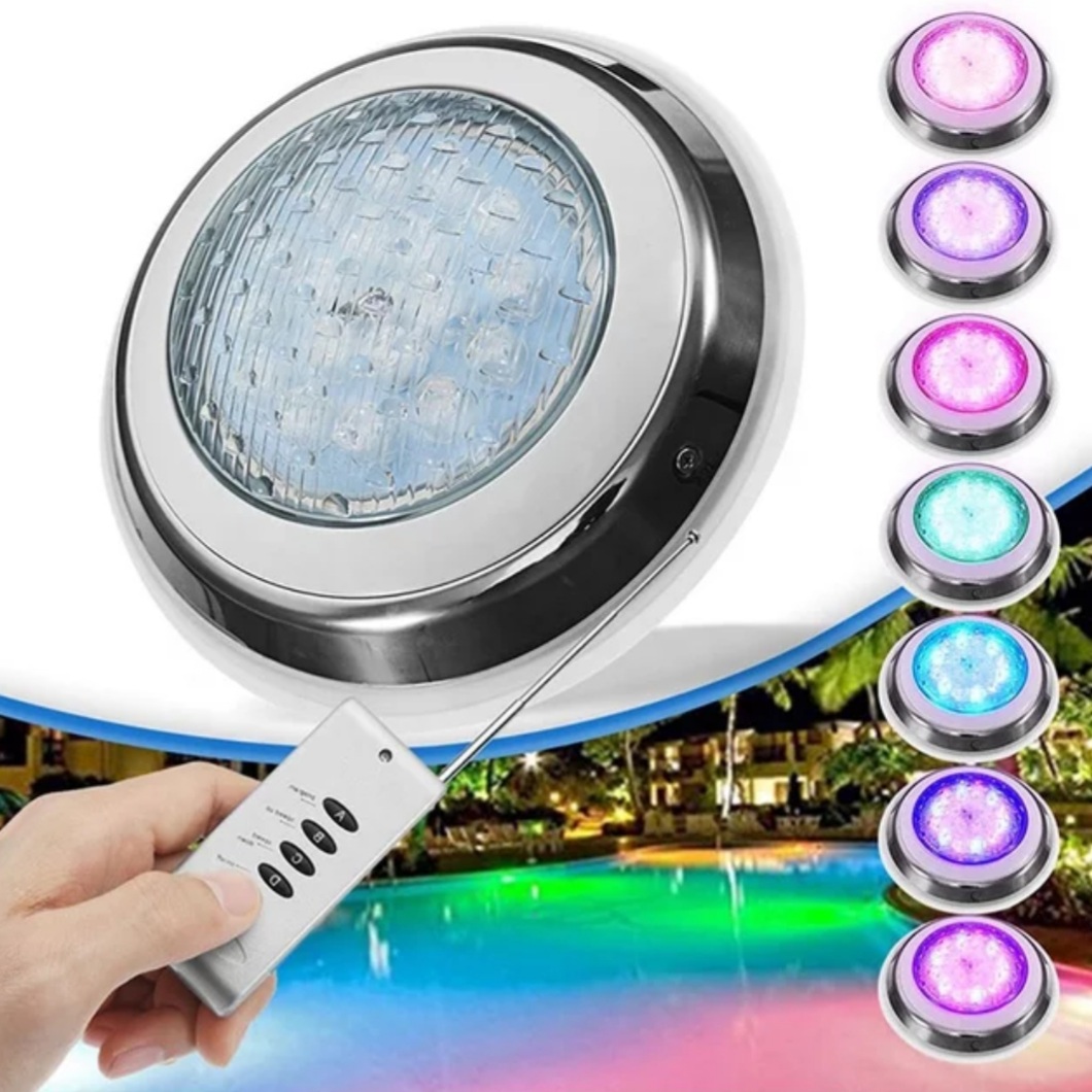 ไฟสระว่ายน้ำแอลอีดี ไลท์ อาจีบี สแตนเลส+รีโมทควบคุม Swimming Pool light LED RGB-Remote Controler