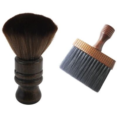 1 Pcs Soft Barber Neck Face Duster Brush Cleaning Hairbrush & 1 Pcs Hair Cleaning Wooden Sweep Brush